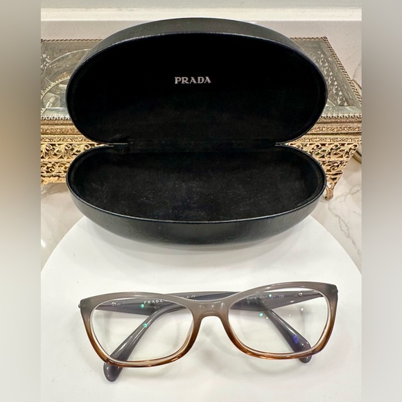 Prada - 2-Tone Blue-Gray/Ambery Brown - Rx Eyeglass Frames - w/ PRADA Hard-Case - Picture 11 of 15